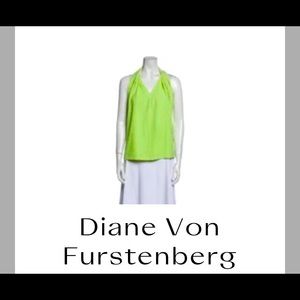 Sleeveless V-neck blouse- electric lime green- size L